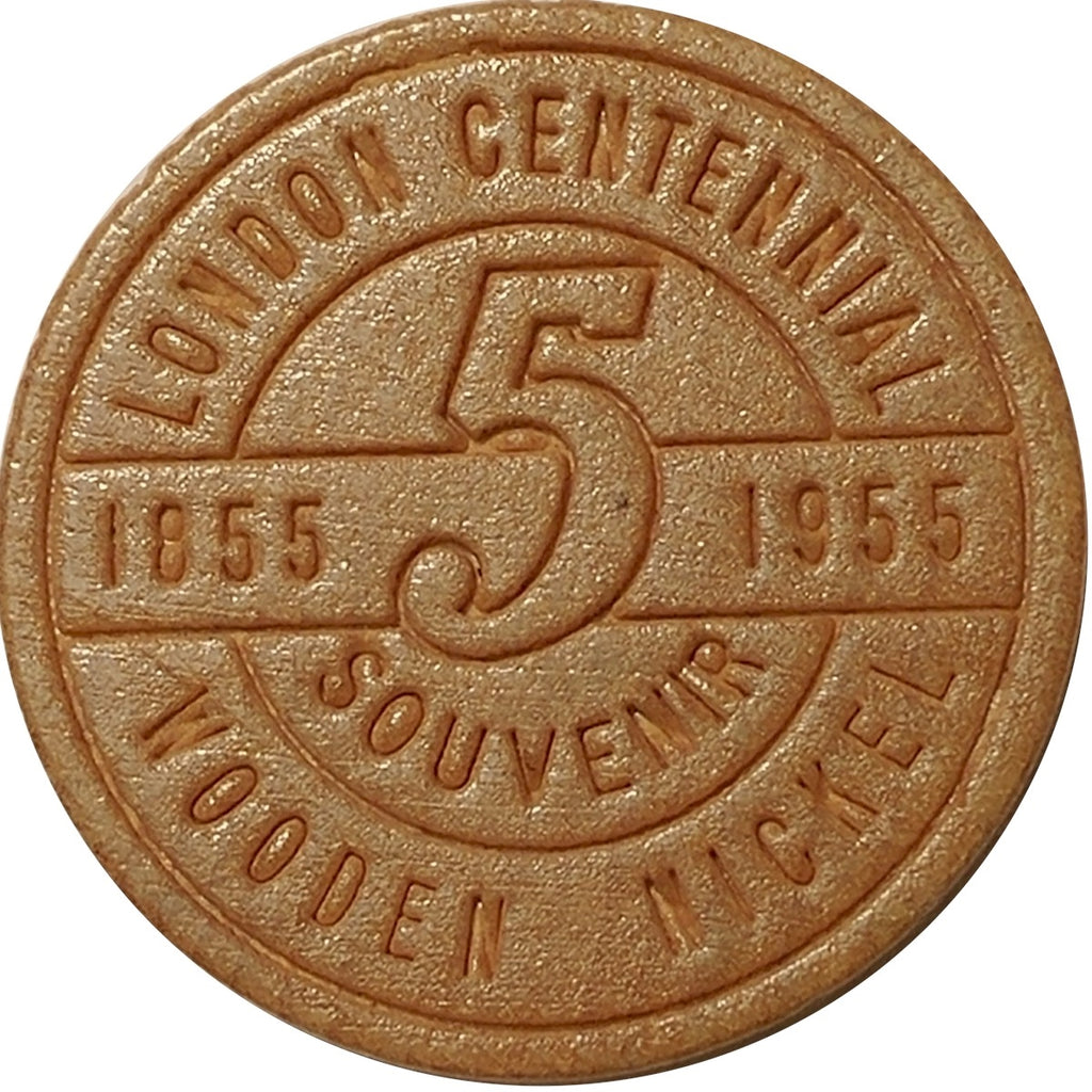 1955 London, ON, Wooden Nickel Souvenir Token: The Forest City