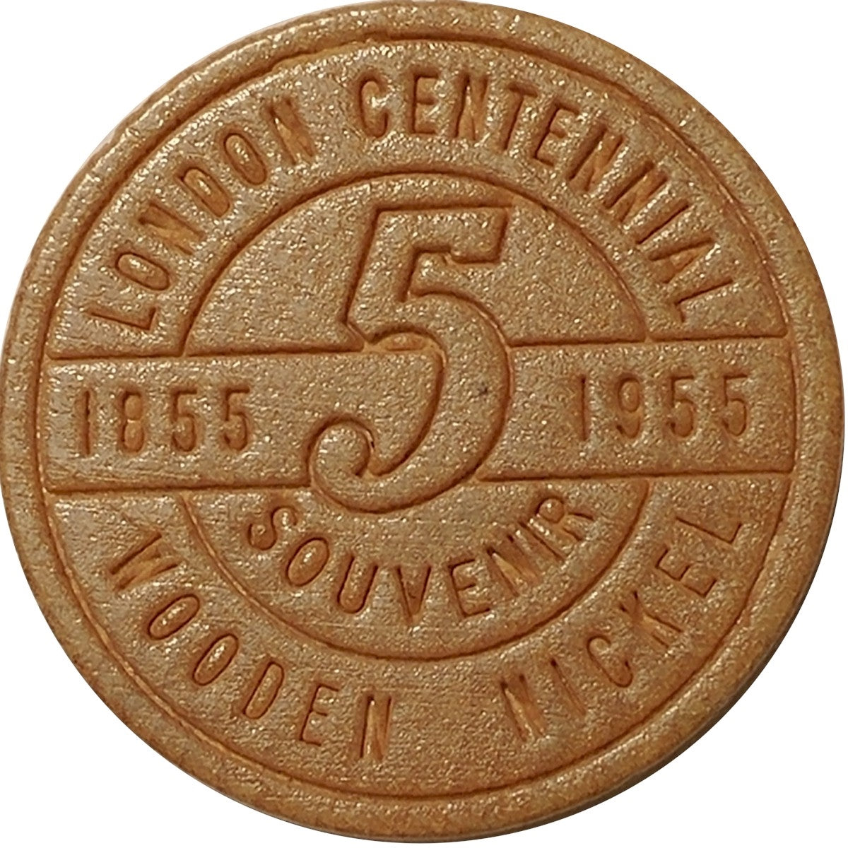 1955 London, ON, Wooden Nickel Souvenir Token: The Forest City