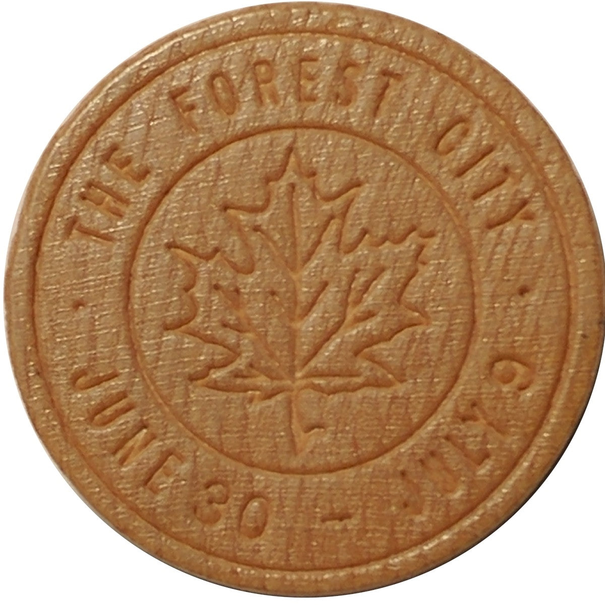 1955 London, ON, Wooden Nickel Souvenir Token: The Forest City