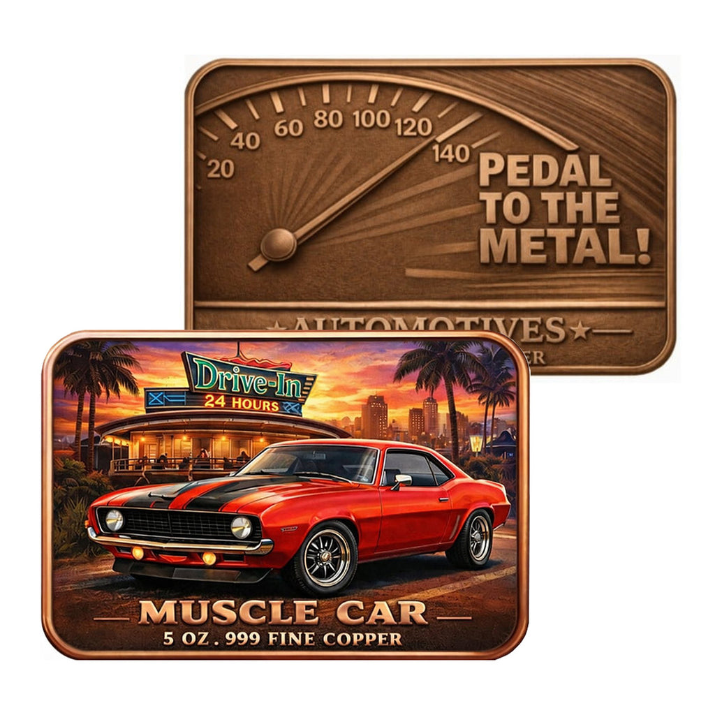 Pedal to the Metal Automotives: Muscle Car 5oz .999 Fine Copper Bar
