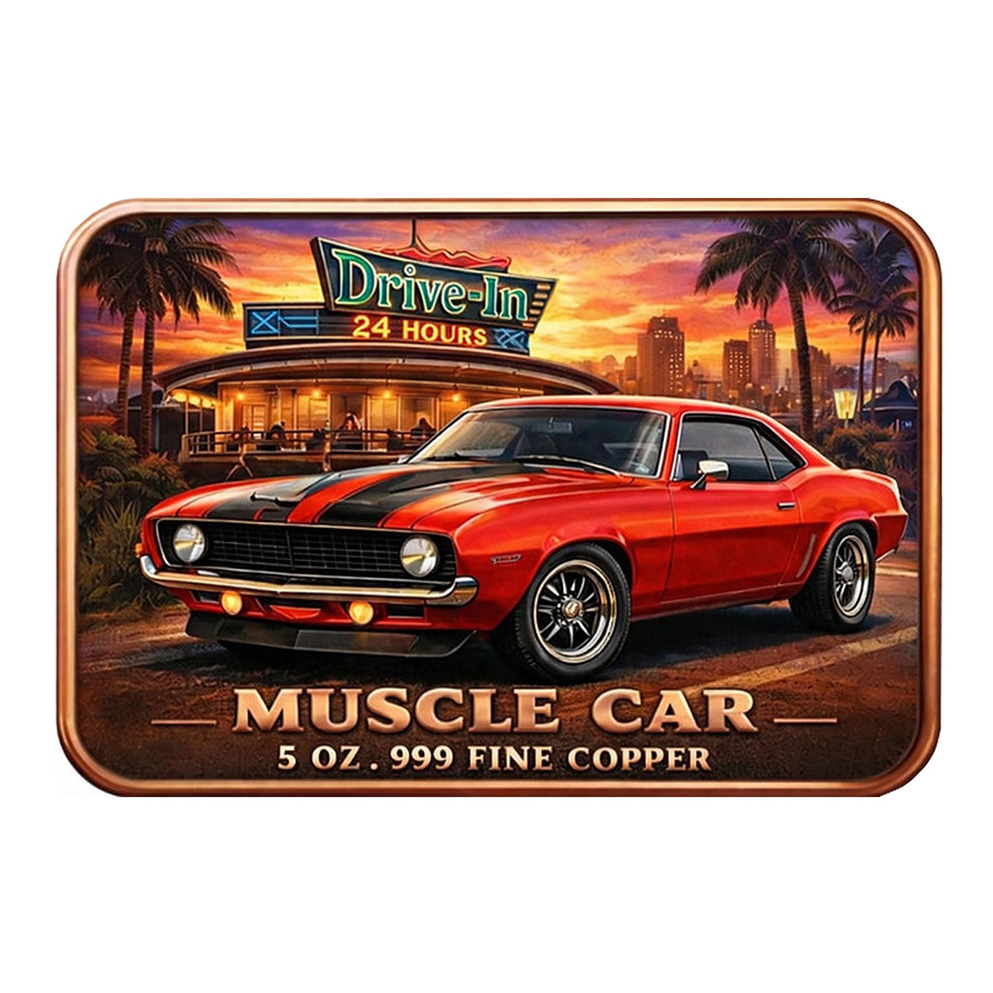 Pedal to the Metal Automotives: Muscle Car 5oz .999 Fine Copper Bar