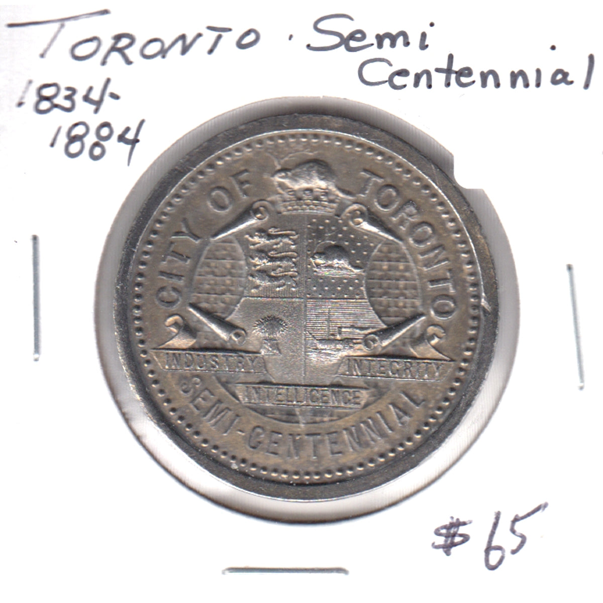 1834-1884 Toronto Semi-Centennial Medallion