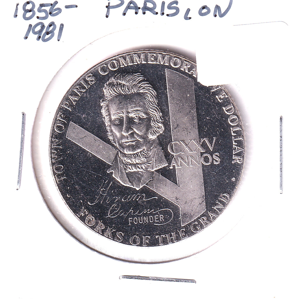 1981 Paris, Ontario, 125 Years Commemorative Dollar: Forks of the Grand
