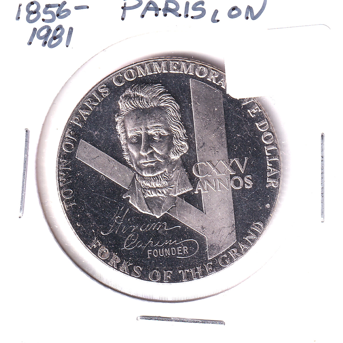 1981 Paris, Ontario, 125 Years Commemorative Dollar: Forks of the Grand
