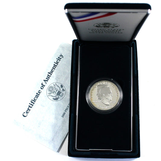 1990 P USA Eisenhower Centennial Proof .90 Silver Dollar in Case (Impaired)
