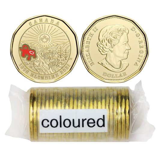 2021 Canada $1 ALL COLOURED 125th Anniversary of the Klondike Gold Rush Roll of 25pcs