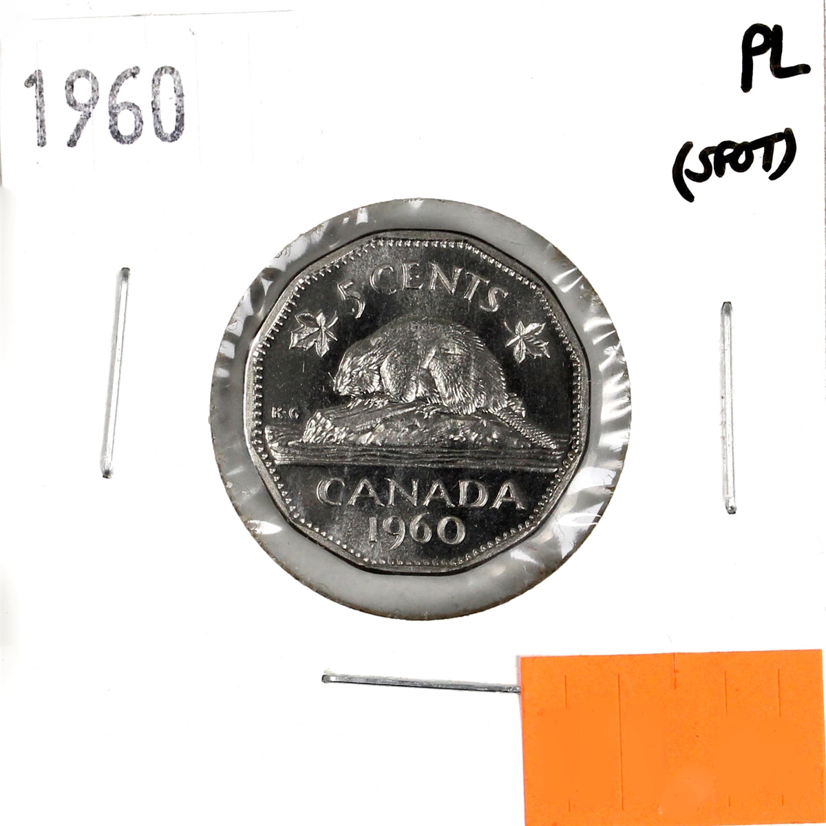 1960 Canada 5-cents Proof Like (Spots, toned, or impaired)