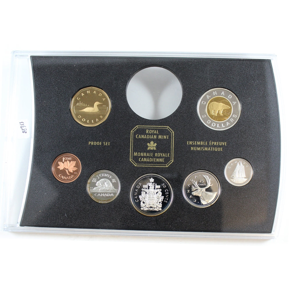 2002 Canada 7-coin Silver Frosted Proof Set from RCM Double Dollar Set (Lightly toned)