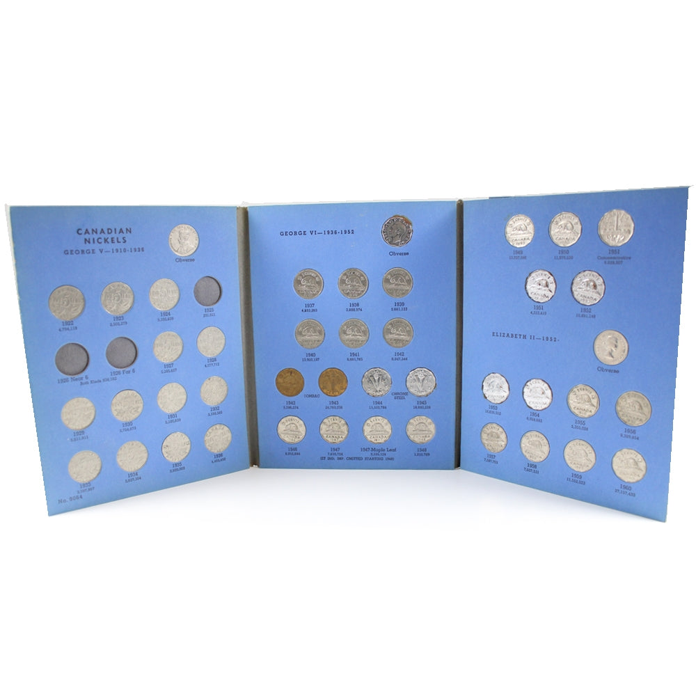 1922-1960 Canada 5-cent Set in Blue Whitman Album (Less 1925 & 1926 Far 6)