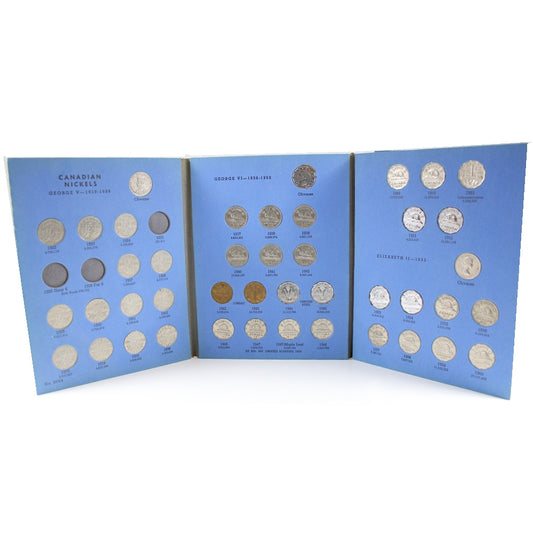 1922-1960 Canada 5-cent Set in Blue Whitman Album (Less 1925 & 1926 Far 6)