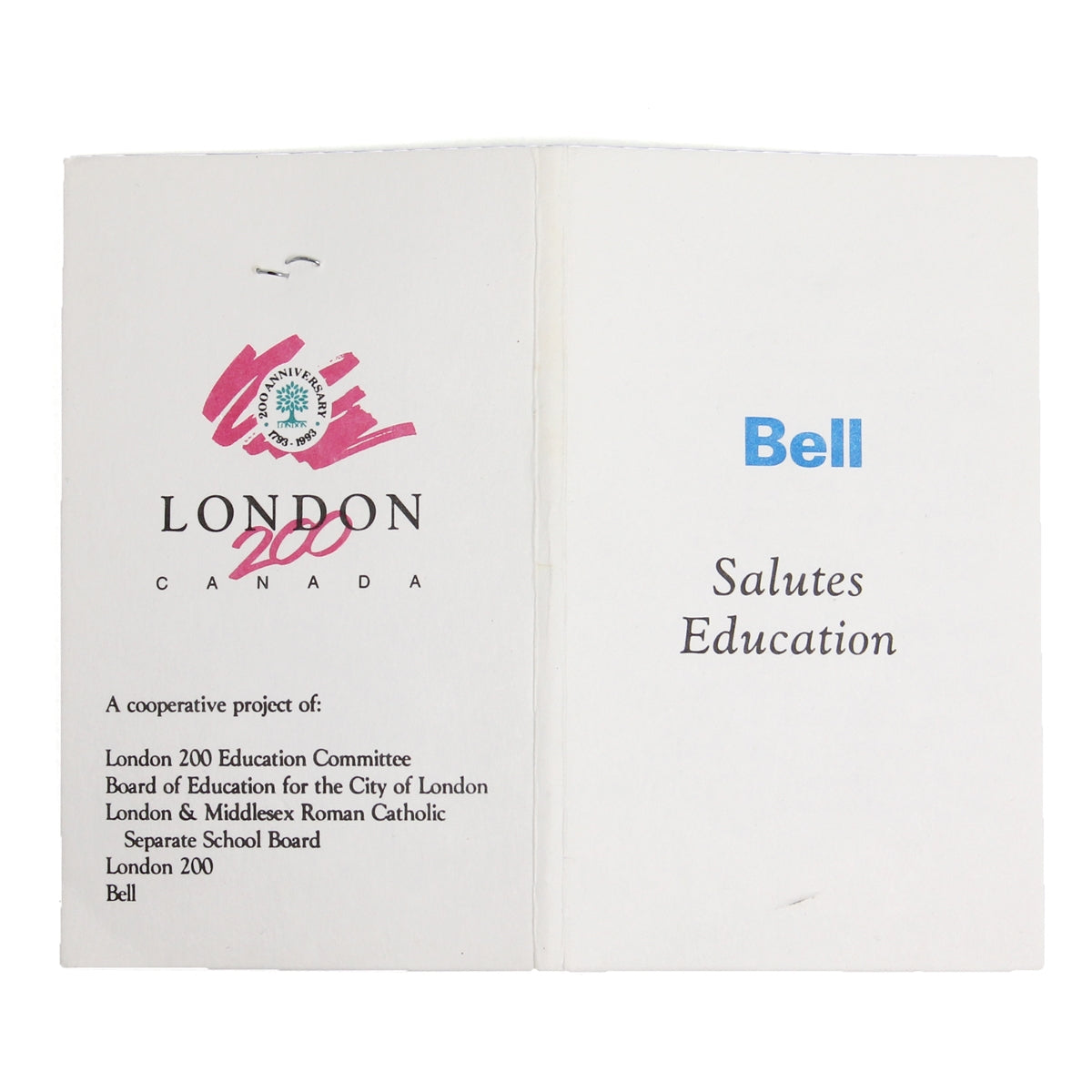 1993 London, ON, 200th Anniversary Medallion in Bell Folder: London Salutes Education