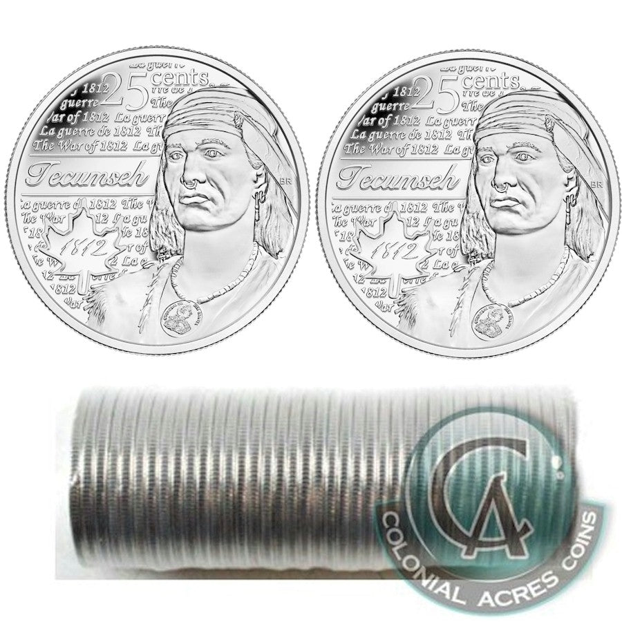 2012 Tecumseh Canada 25-Cents Original Roll of 40pcs - No Coloured.
