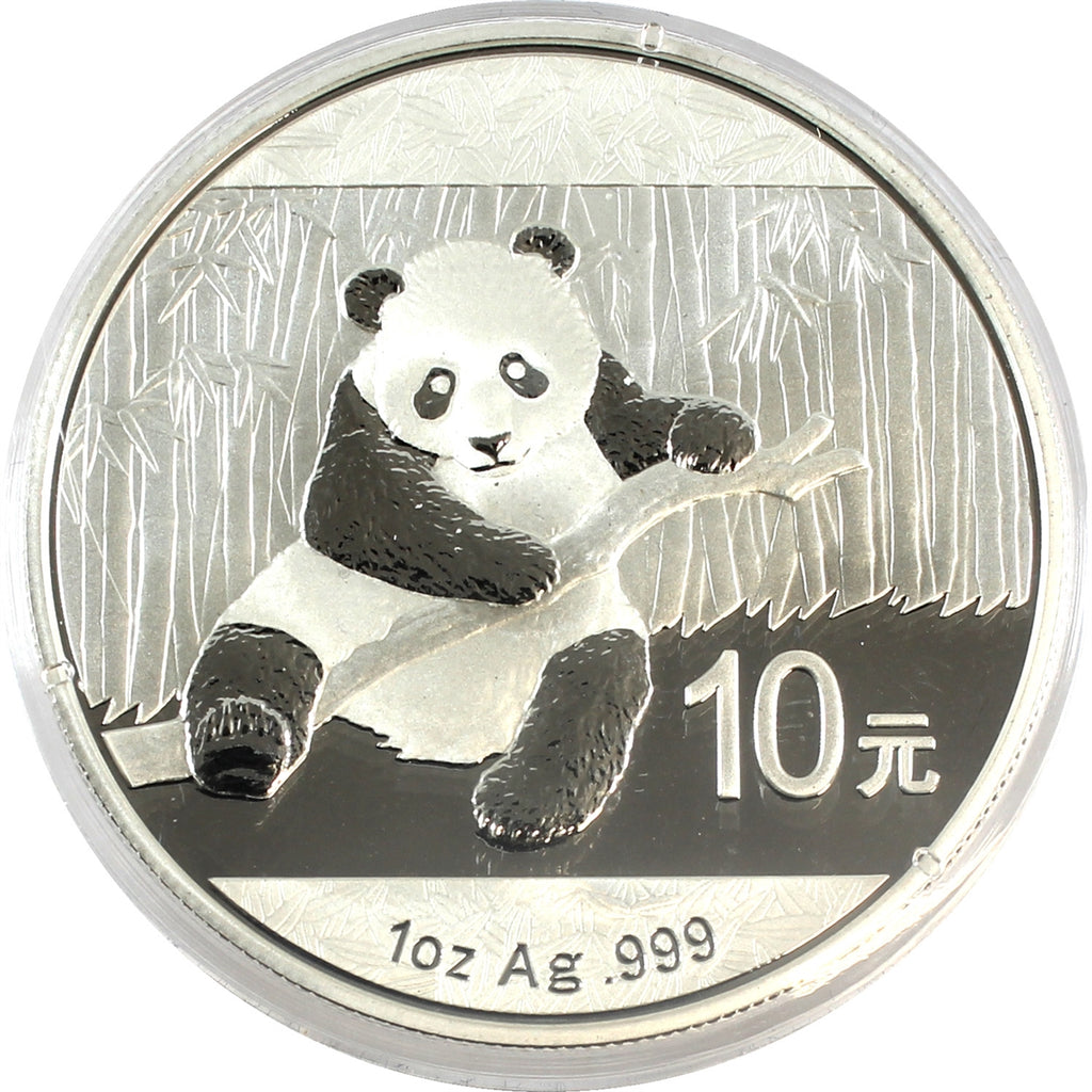 2014 China 10Y 1oz .999 Silver Panda (TAX Exempt) - Light Toning