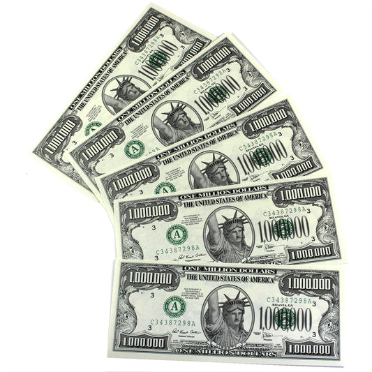 Lot of 5x USA One Million Dollar ($1 Million) Novelty Notes, 5Pcs