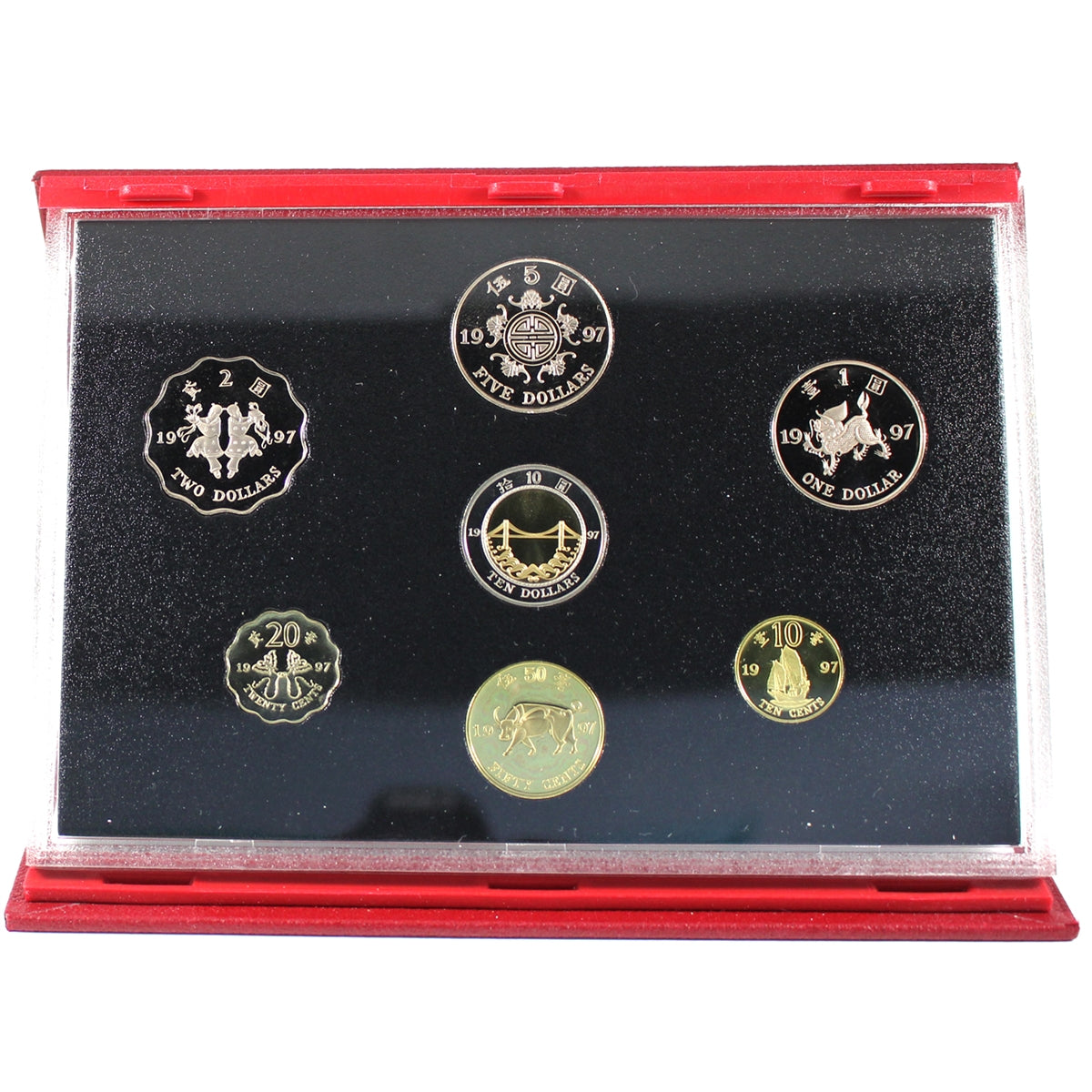 1997 Hong Kong 7-coin Commemorative Proof Set in Case (See Desc.)
