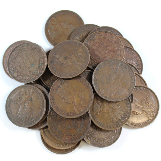 Lot of 30x Mixed Canada George V Large Cents, Good Mix, 30Pcs