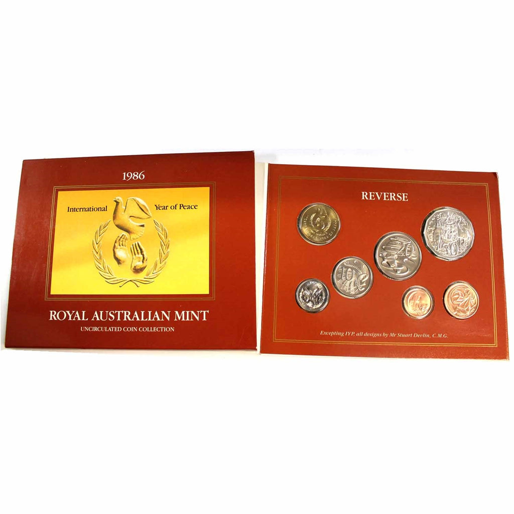 Australia 1986 Int'l Year of Peace Uncirculated Coin Collection in Folder (Light wear)