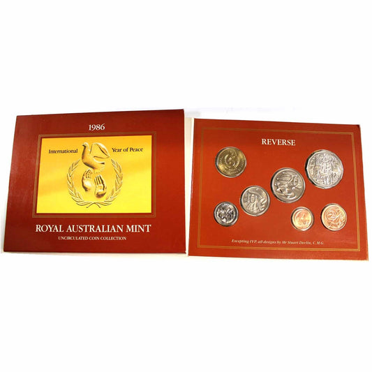 Australia 1986 Int'l Year of Peace Uncirculated Coin Collection in Folder (Light wear)