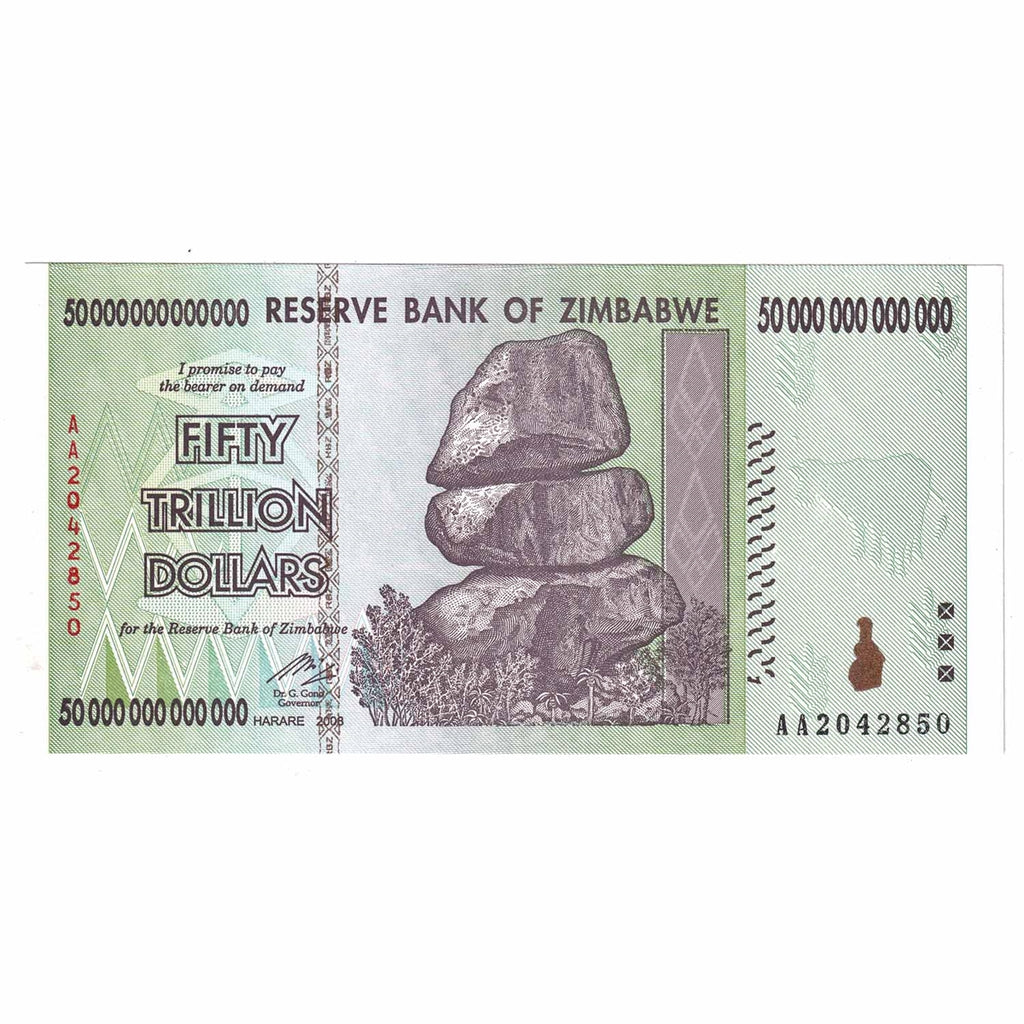 Zimbabwe 50 Trillion Dollar Note UNC+