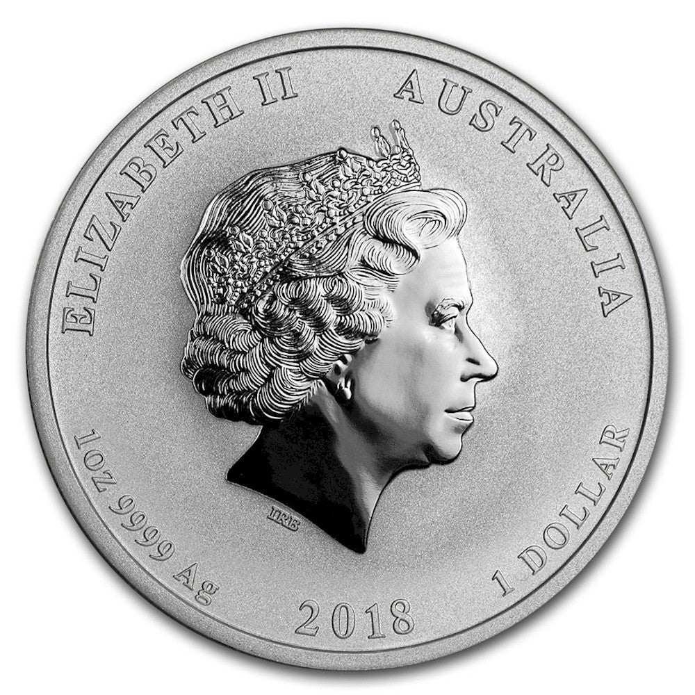 2018 Australia $1 Year of the Dog 1oz .999 Silver (No Tax) Capsule Scr