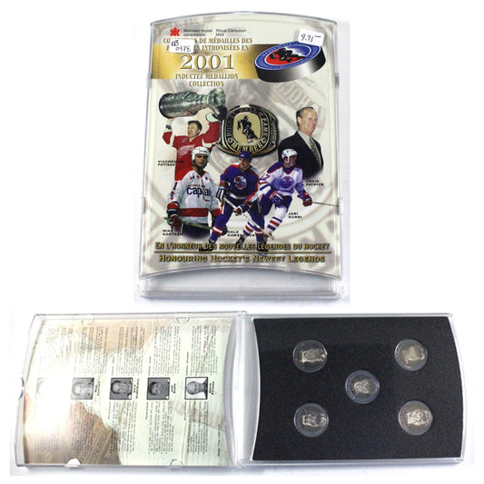 2001 Hockey Hall of Fame Inductee Medallion Collection of 5 in Case (Impaired)