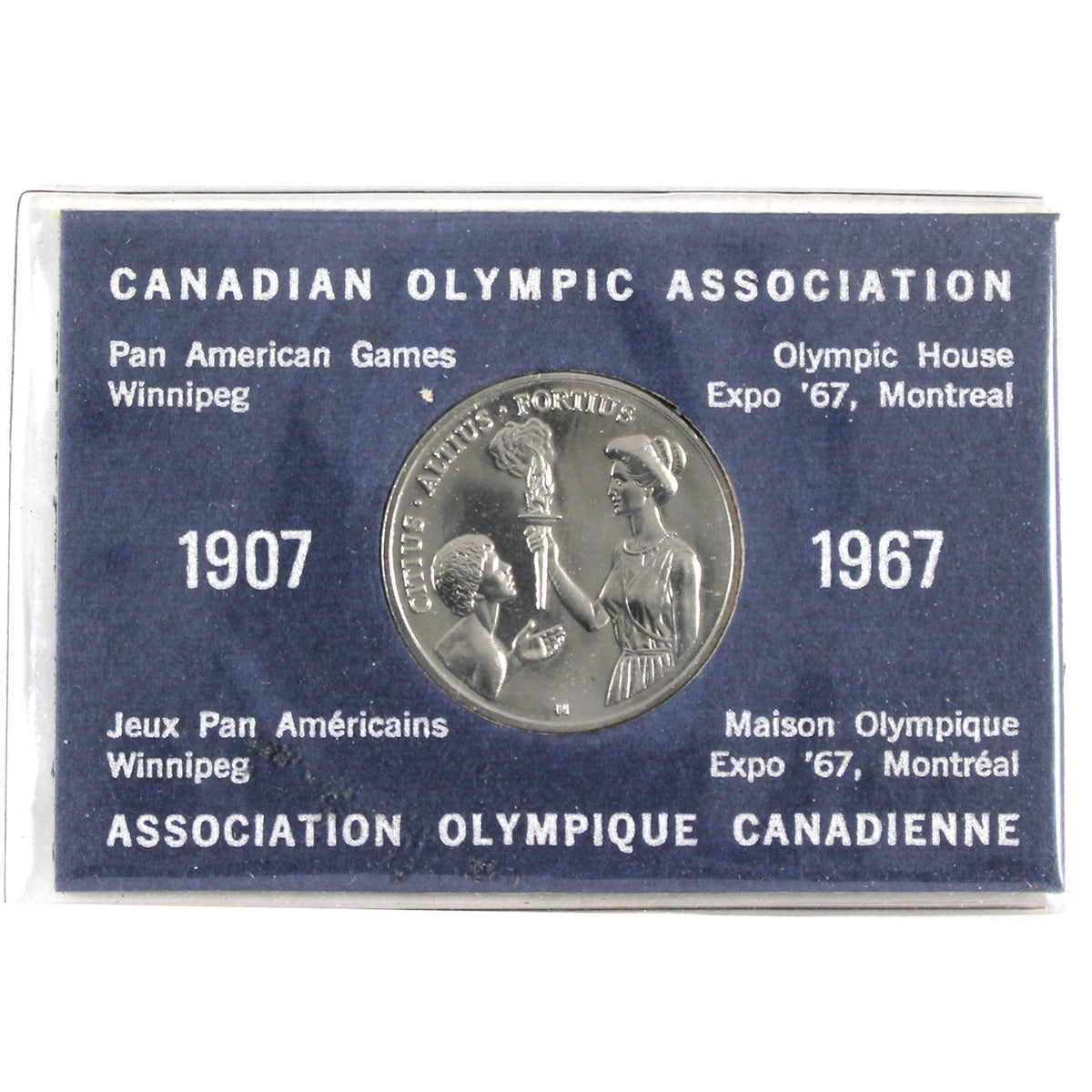 1967 Canadian Olympic Association Medallion: Citius, Altius, Fortius (Bit of corrosion)