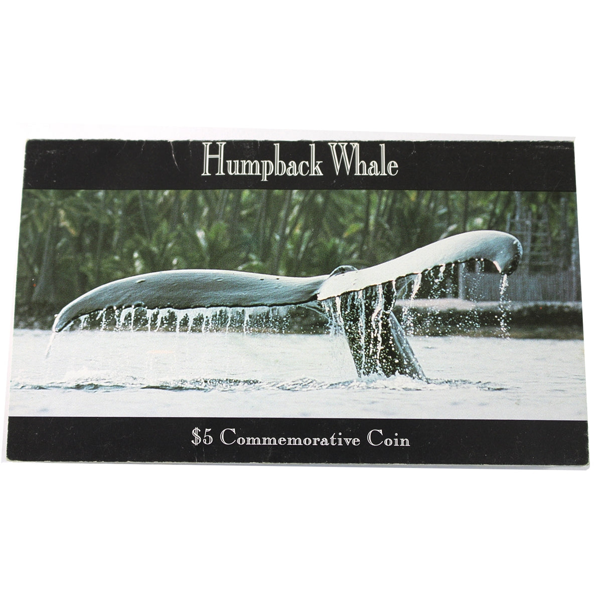 Marshall Islands 1993 $5 Humpback Whale Commemorative Coin in Folder (Rim toning)