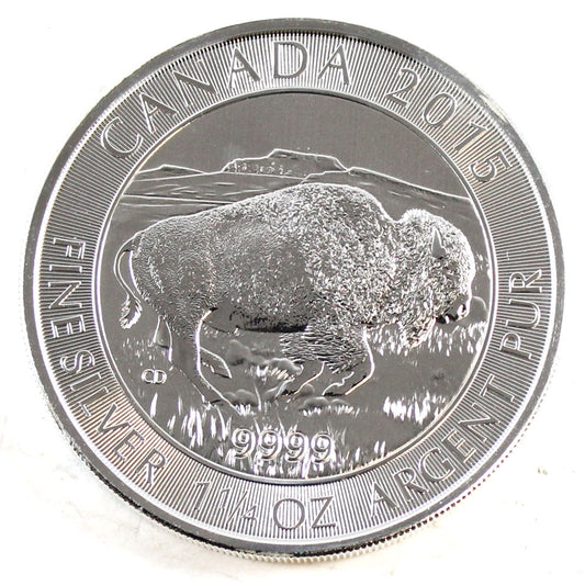 2015 Canada $8 Bison 1.25oz .9999 Fine Silver (No Tax) Toning Spots/Scratches
