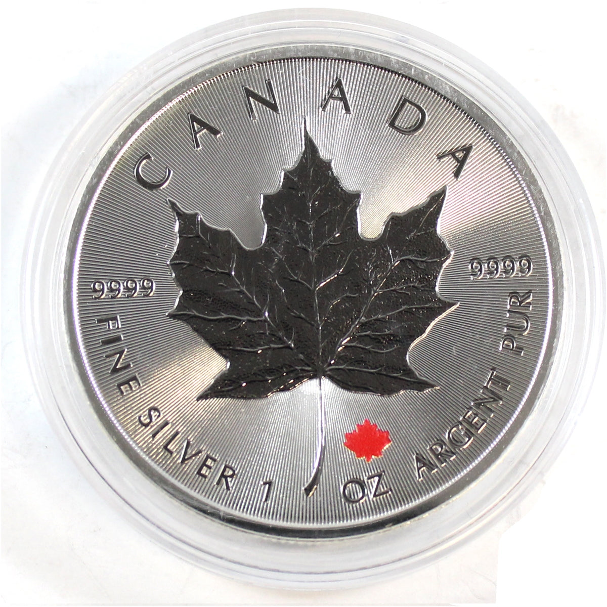 2016 Canada $5 Silver Maple with Red Leaf Privy & Ruthenium Plating 1oz (No Tax)