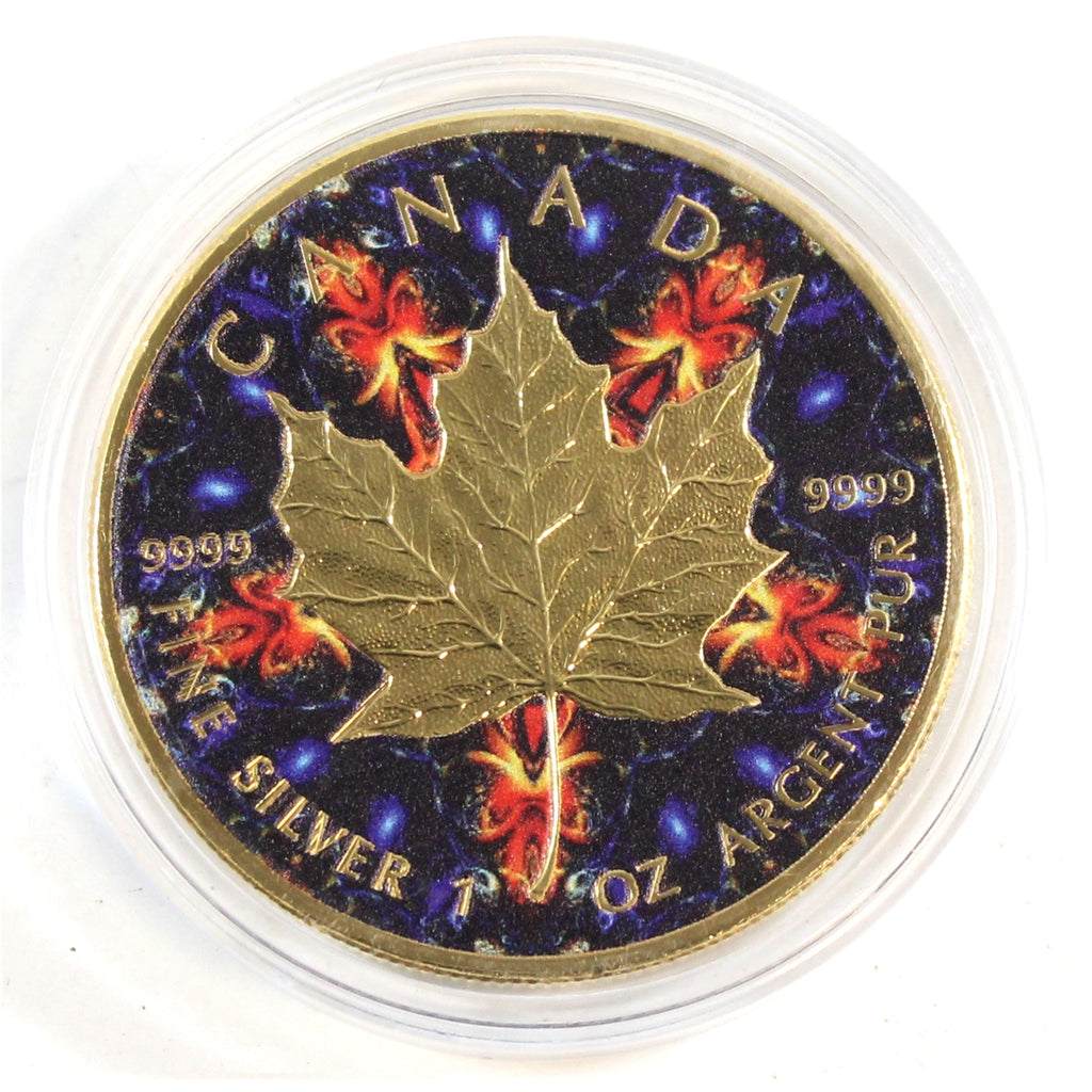 2017 Canada $5 Silver Maple Leaf Blue Coloured & Gold Plated (No Tax)