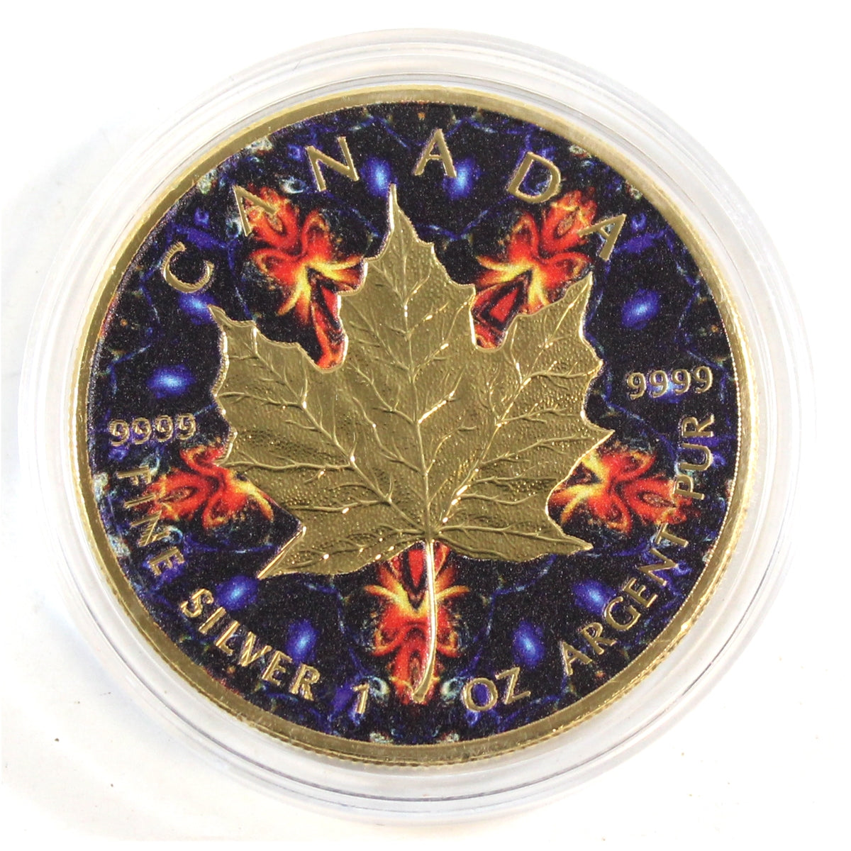 2017 Canada $5 Silver Maple Leaf Blue Coloured & Gold Plated (No Tax)