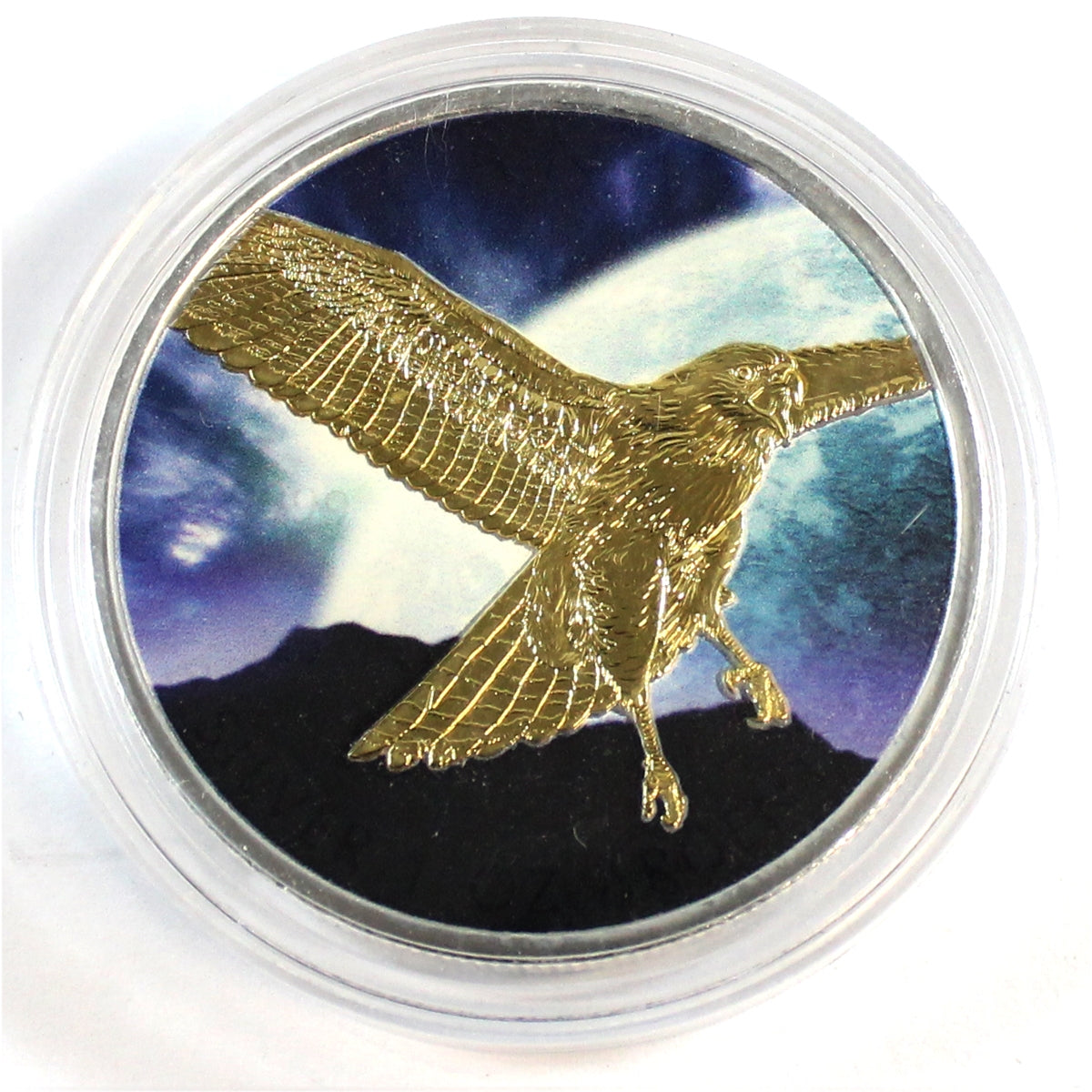 2015 Coloured Night Sky $5 Hawk Canada Silver Maple Leaf Gold Plated. No Tax
