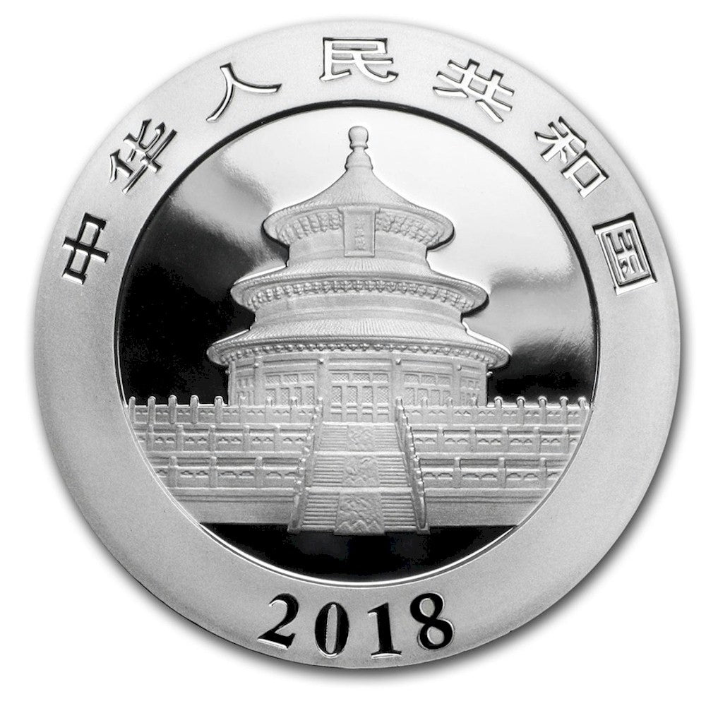 2018 China Panda 30 gram .999 Fine Silver (No Tax) Capsule Hairline Scr./Scuff