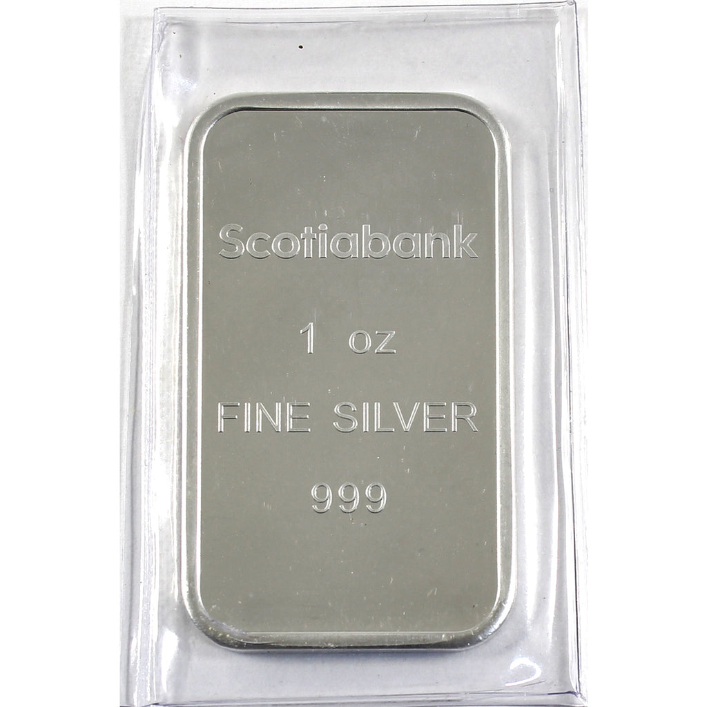 Scotiabank 1oz .999 Silver Bar, Repeating Back (No Tax)