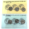 Pair of 1979 & 1980 PDS USA Susan B. Anthony Dollar 3-coin Souvenir Sets