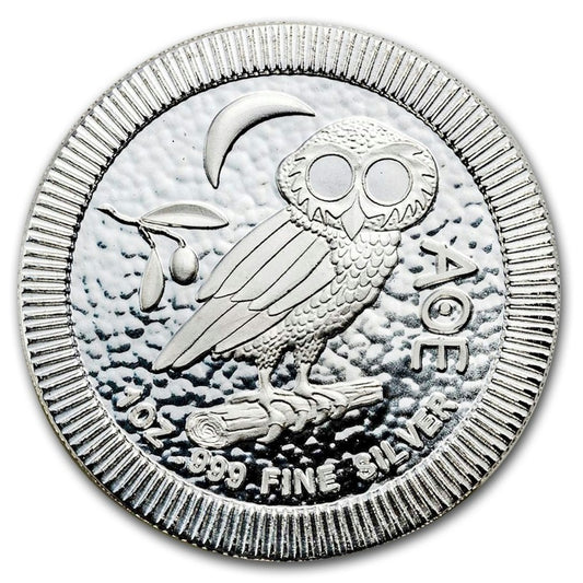 2017 Niue Athenian Owl Stacker 1oz Silver Coin (TAX Exempt) Light Toning