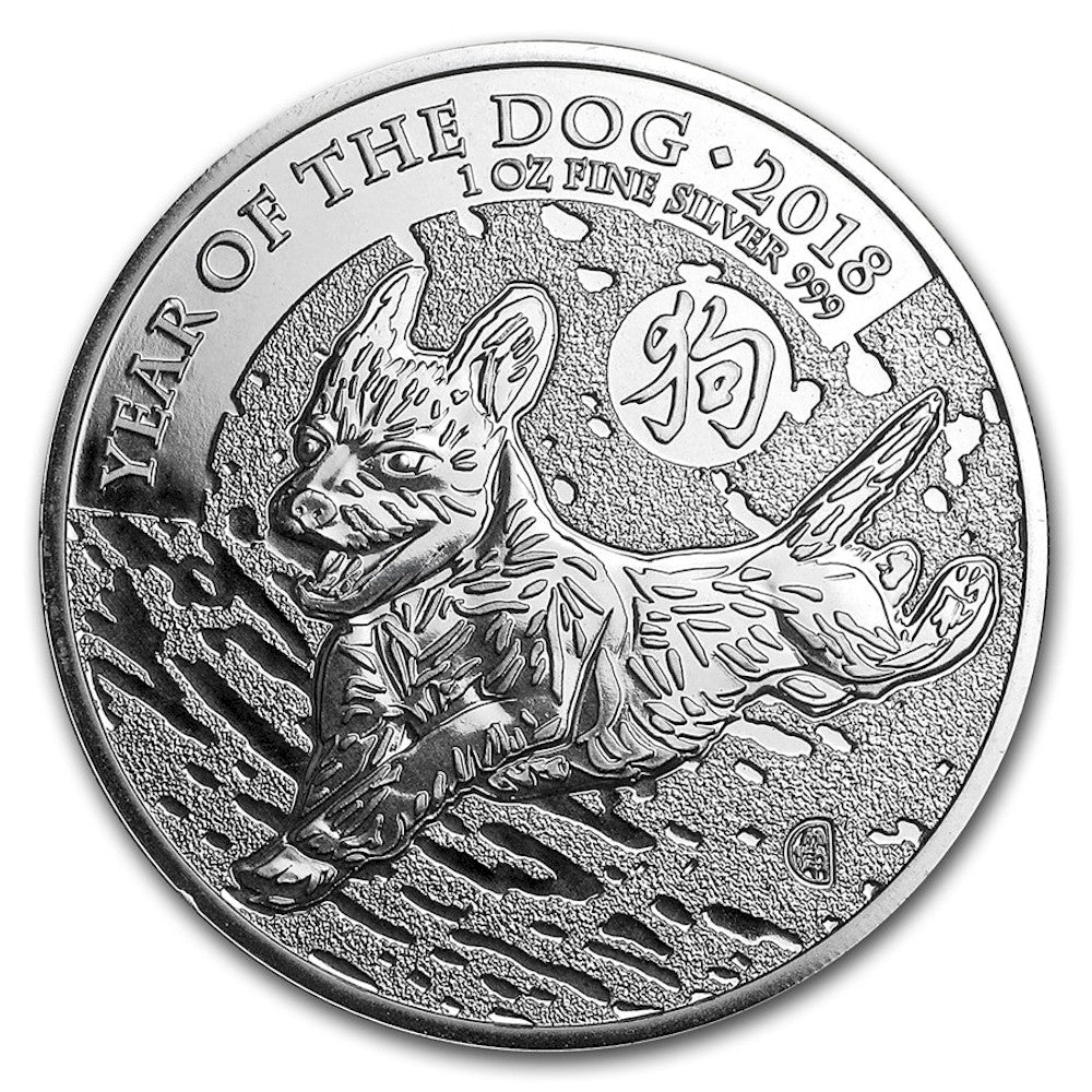 2018 Great Britain £2 Year of the Dog 1oz .999 Fine Silver (No Tax)