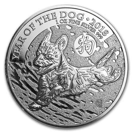 2018 Great Britain £2 Year of the Dog 1oz .999 Fine Silver (No Tax)