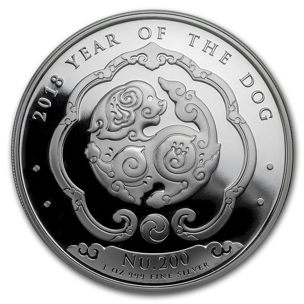 2018 Kingdom of Bhutan NU 200 Year of the Dog 1oz Fine Silver (No Tax)