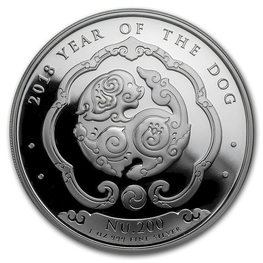 2018 Kingdom of Bhutan NU 200 Year of the Dog 1oz Fine Silver (No Tax)