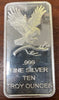 10oz. Eagle Design Silvertowne .999 Fine Silver Bar (No Tax) - Unsealed/Toning