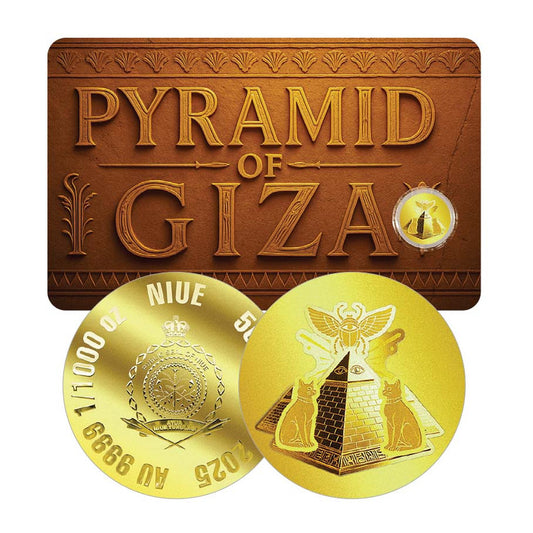 2025 Niue 50 Cents Pyramid of Giza 1/1000oz 24K .9999 Gold in Card (No Tax)
