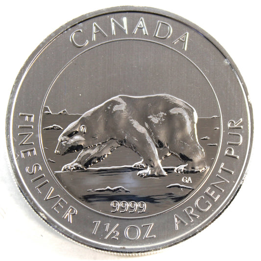 2013 Canada $8 Polar Bear 1.5oz .9999 Fine Silver (No Tax) Tone Spots