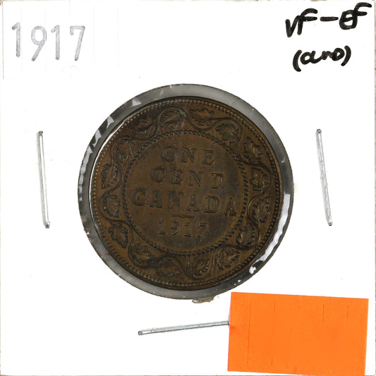 1917 Canada 1-cent VF-EF (VF30) Cleaned, Corrosion, or Impaired