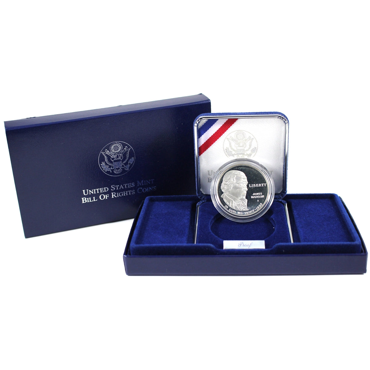 1993 S USA Bill of Rights Commemorative Proof .90 Silver Dollar in Case (Impaired)