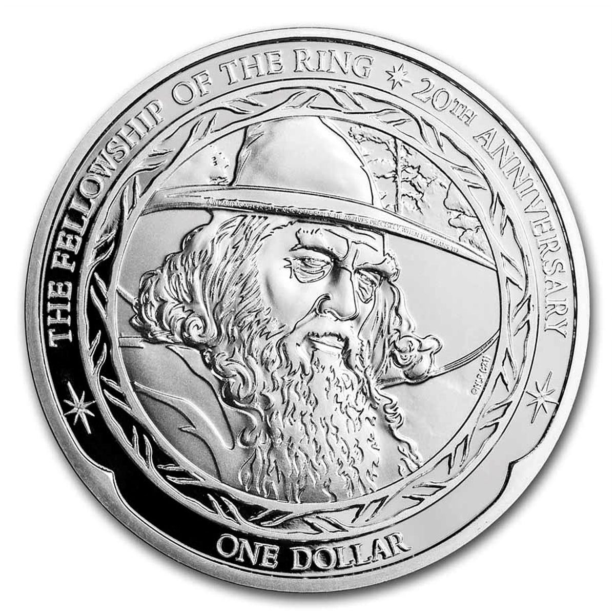 2021 $1 20th Ann. Lord of the Rings: Gandalf 1oz Silver (No Tax) Tone Spots/Coin ONLY
