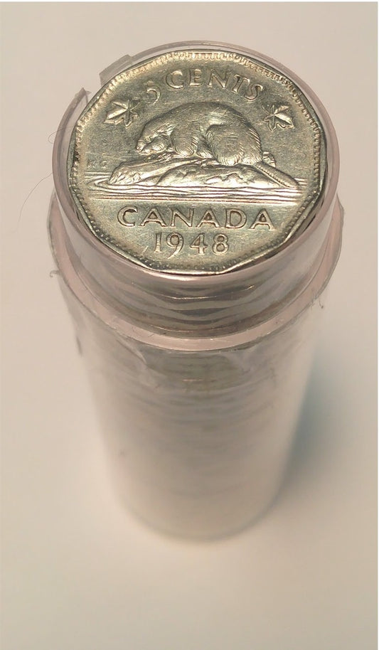 1948 Canada 5-Cent Roll of 40pcs in Average Condition (semi key date)
