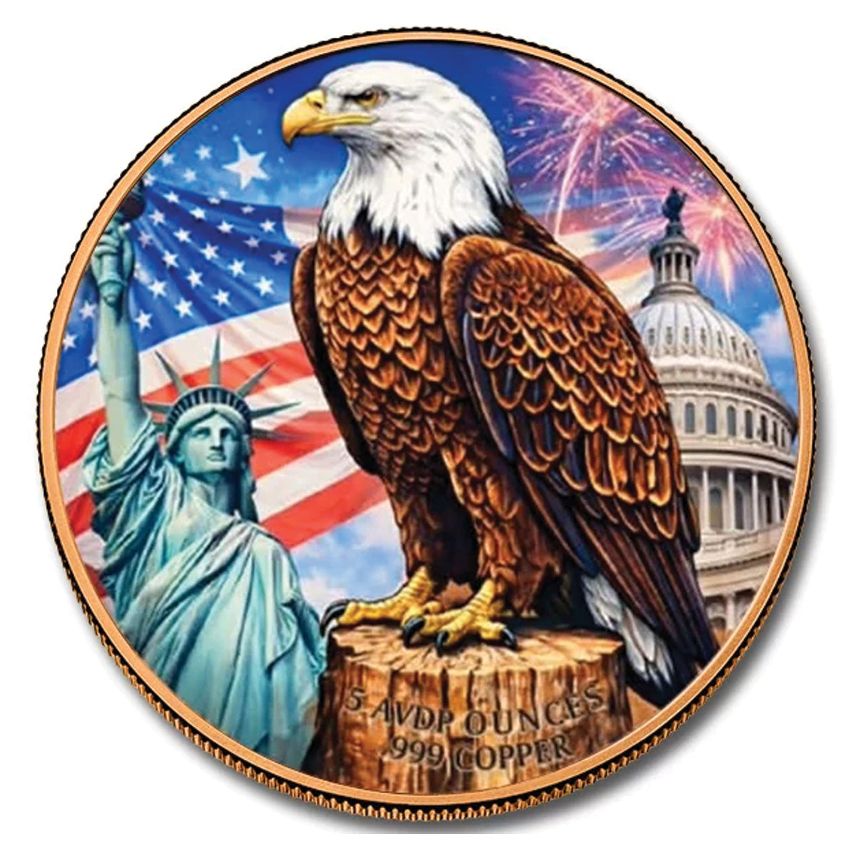 Scales of Justice Coloured 5oz. AVDP .999 Fine Copper Round