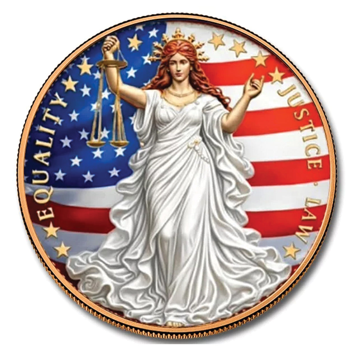 Scales of Justice Coloured 5oz. AVDP .999 Fine Copper Round