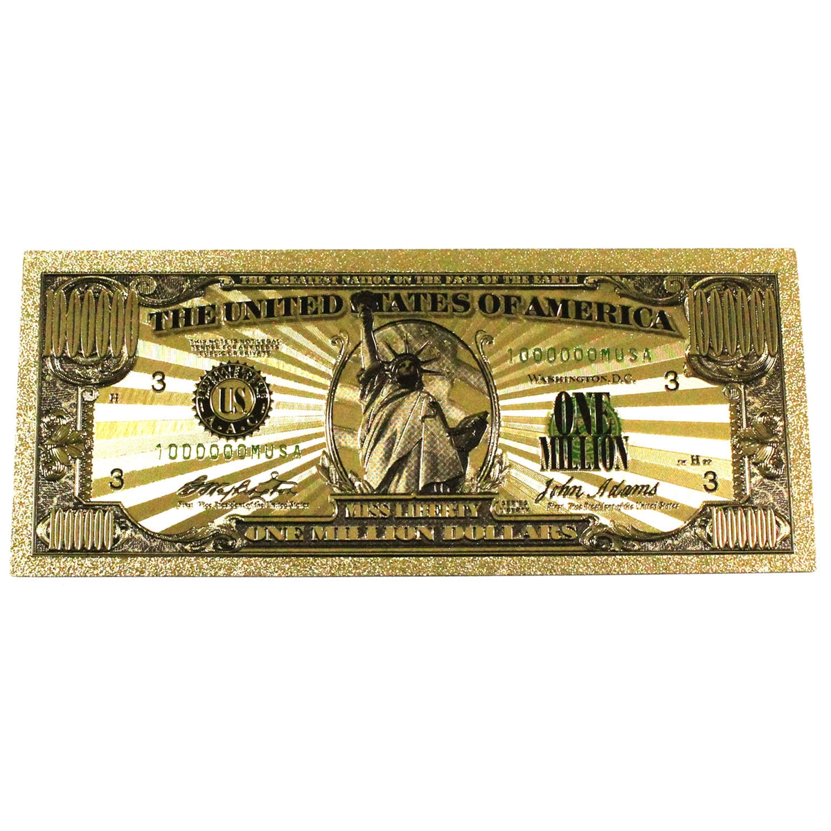 United States One Million Dollar Note Gold Plated Replica Certified